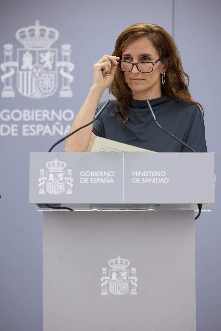 A ministra de Sanidade, Mónica García, ofrece unha rolda de prensa. Jesús Hellín - Europa Press