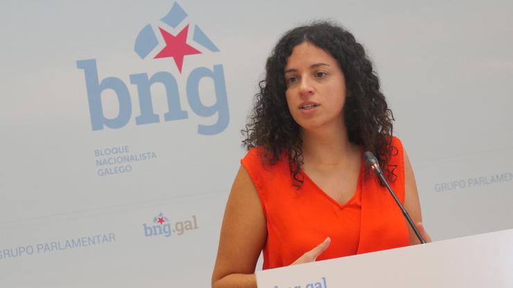 A portavoz de Facenda do BNG, Noa Presas, en rolda de prensa. BNG / Europa Press