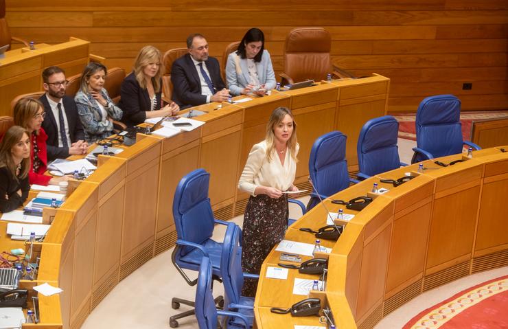 A conselleira de Política Social, Fabiola García, no pleno do Parlamento galego. XUNTA / Europa Press