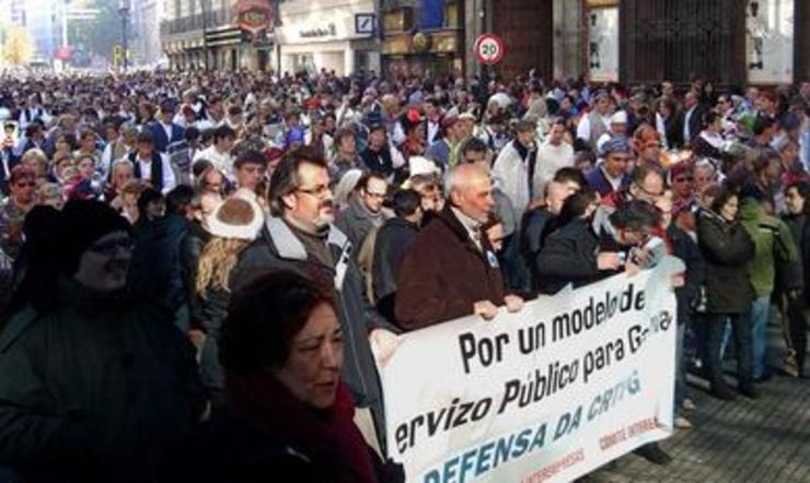 Unha das últimas mobilizacións dos traballadores da CRTVG