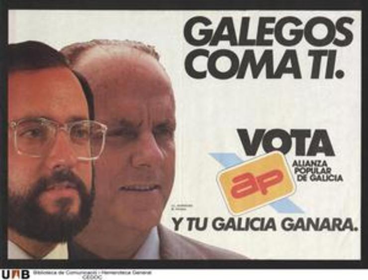 Cartel electoral con Manuel Fraga e Xosé Luis Barreiro