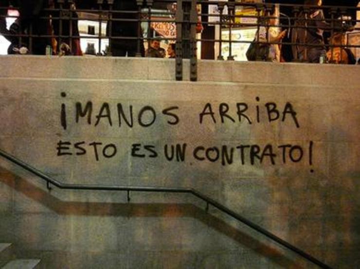 Pintada contra a precariedade laboral en Madrid 