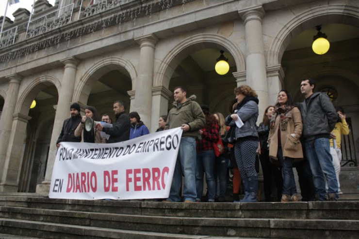 Protesta dos traballadores do Diario de Ferro