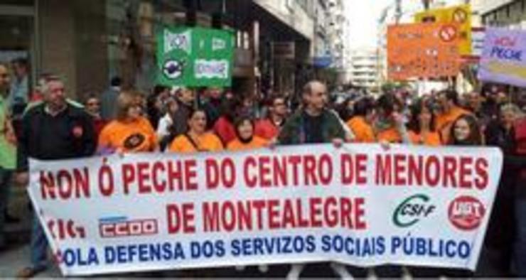 Protesta contra o peche de Montealegre, centro de menores nas aforas de Ourense 