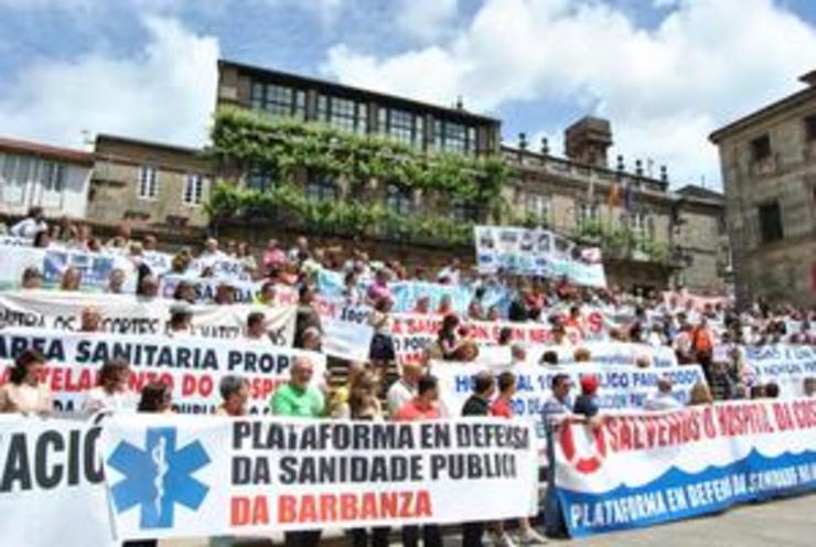 Manifestación en defensa da sanidade pública na Praza da Quintana