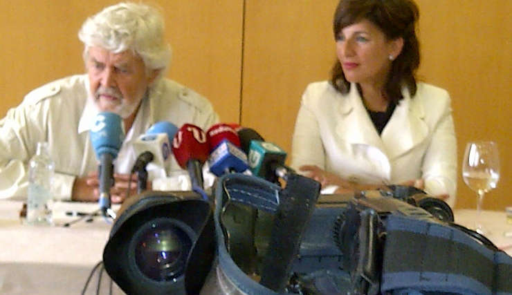 Xosé Manuel Beiras e Yolanda Díaz nunha rolda de prensa
