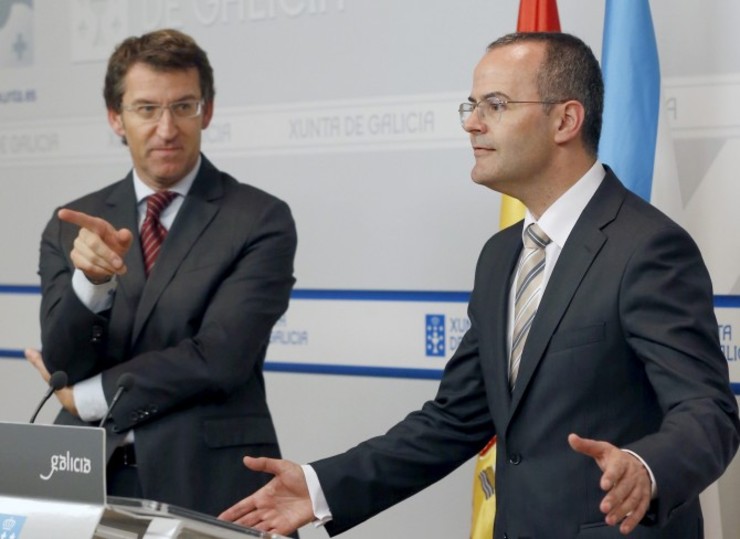 O conselleiro de Educación, Jesús Vázquez, con Alberto Núñez Feijóo