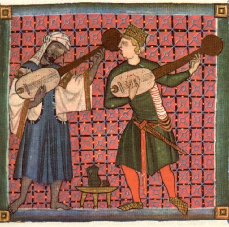 Pintura con trovadores e poetas medievais