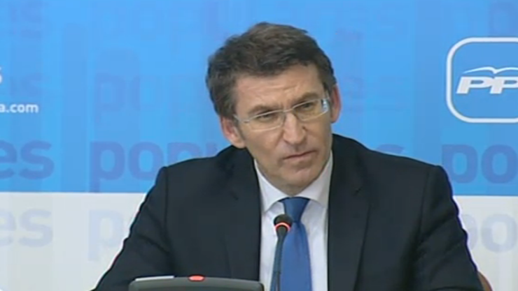 Nuñez Feijóo en rolda de prensa no Parlamento de Galicia