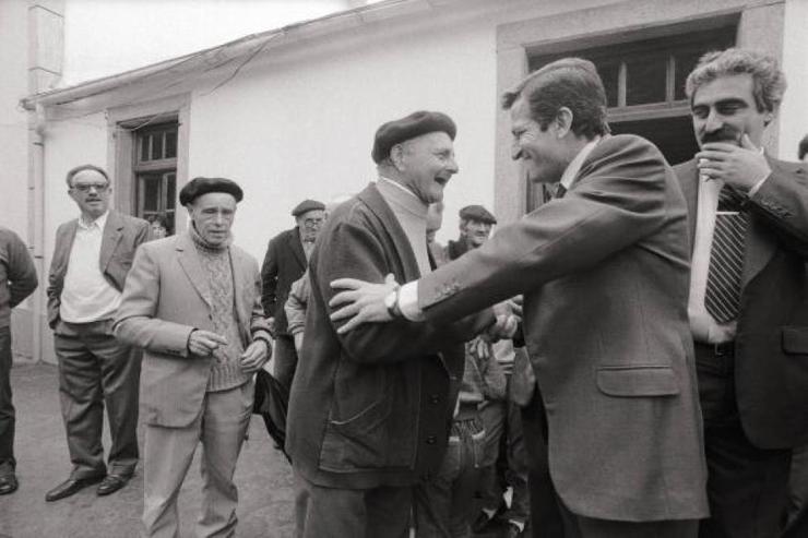 Adolfo Suárez de mitin en Galicia en 1985