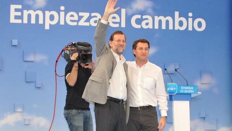 Rajoy con Feijóo en un mitin