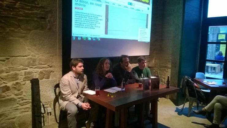 De esq, a der.: Xosé Gago, Úrsula Neilson, Pemón Bouzas, Alberte de Menduiña
