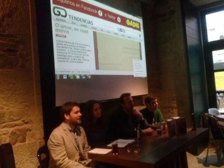 De esq, a der.: Xosé Gago, Úrsula Neilson, Pemón Bouzas, Alberte de Menduiña