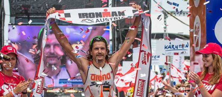 O ordense Iván Raña, vencedor no Ironman de Austria no 2014.