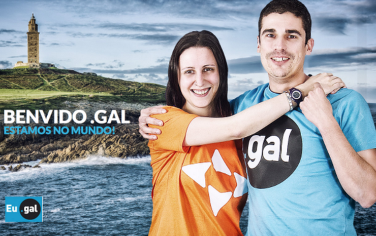 Imaxe promocional da galega Dinahosting sobre o lanzamento de puntoGAL en xaneiro de 2015 