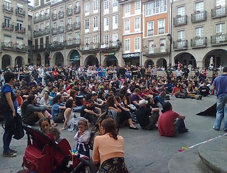 Protesta dos indignados do 15M en Ourense en 2011 /Monty Gc Aberto