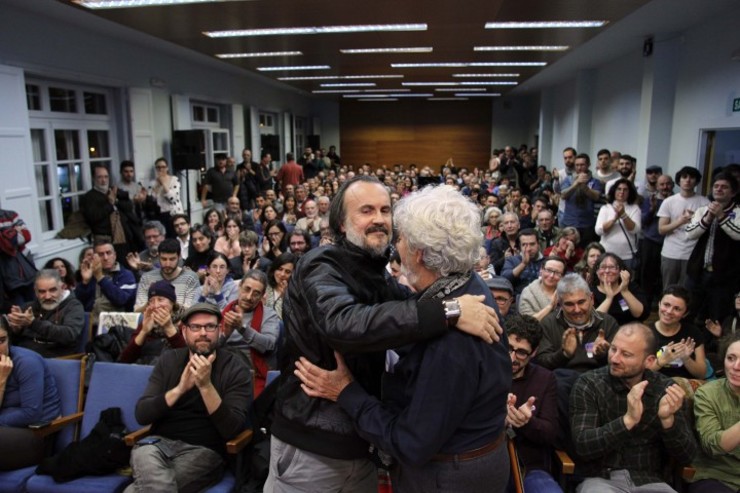 Xosé Manuel Beiras nun mitin de En Marea en Lugo, xunto con Fernán Vello / enmarea.gal