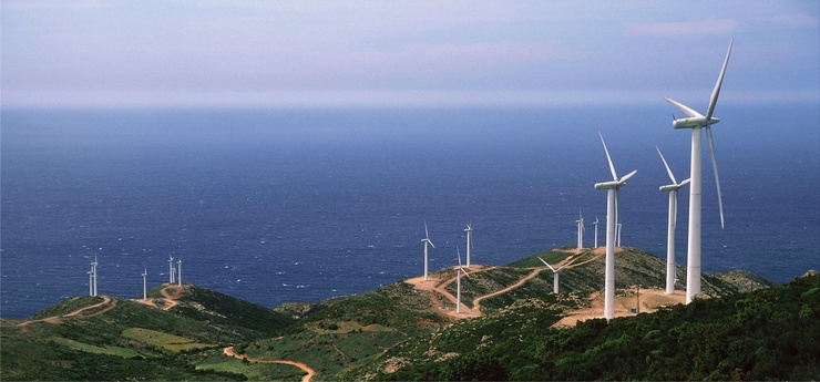 Parque eólico situado na costa galega 