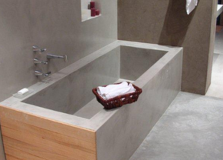 Baño construído con microcemento