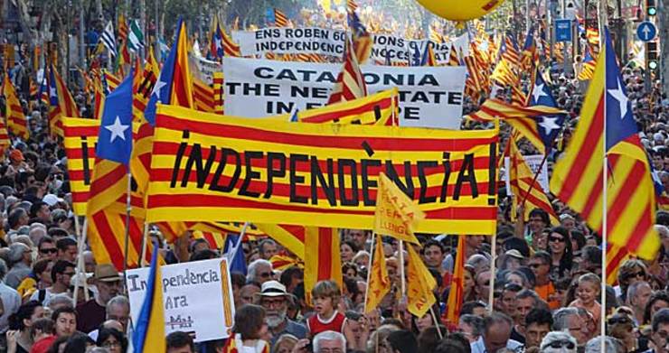 Manifestación a favor da independencia en Cataluña.