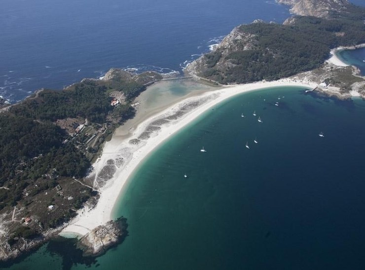 Imaxe aérea das Illas Cíes, na ría de Vigo 