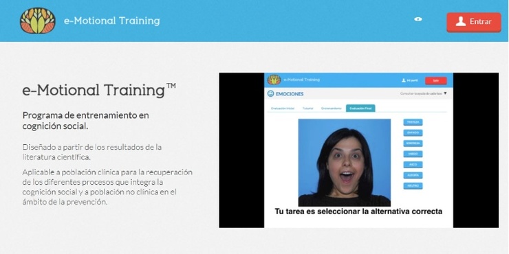 Imaxe da plataforma www.e-motionaltraining.com financiada polo Servizo Galego de Saúde por medio de Fondos Feder, no contexto do Programa PRIS de innovación 