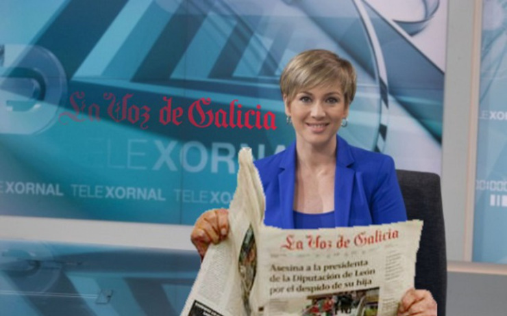 Presentadora do Telexornal lendo o guión do informativo 