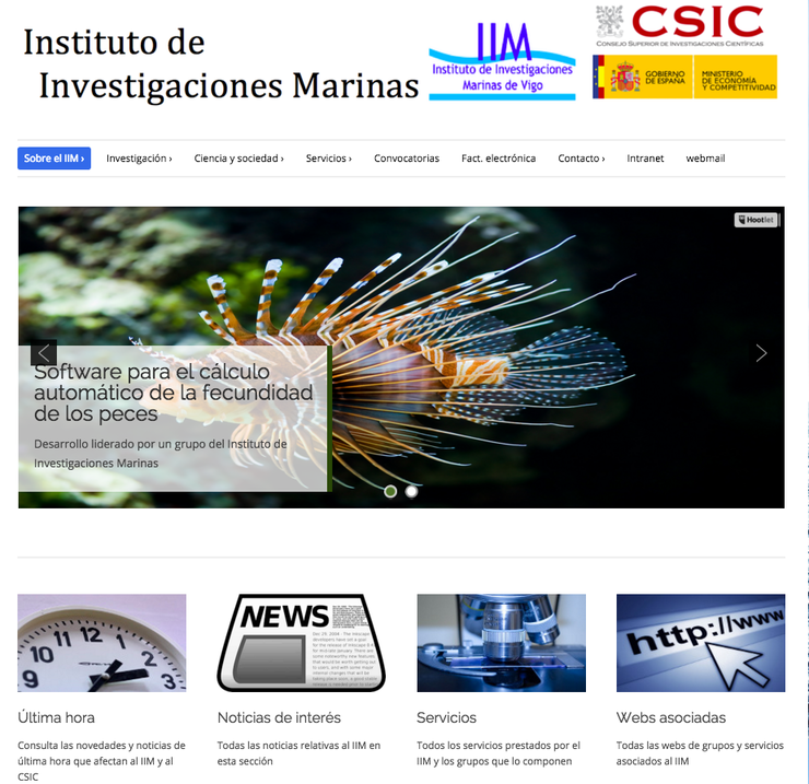 Páxina web do Instituto de Investigaciones Marinas