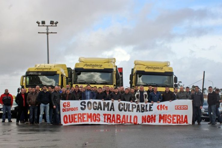 Traballadores do transporte de SOGAMA anuncian manifestación en defensa dos postos de traballo no transporte de residuos de SOGAMA