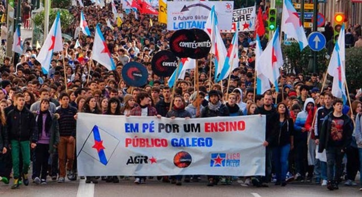 Manifestación conxunta dos estudantes de AGIR, Comités e Liga 