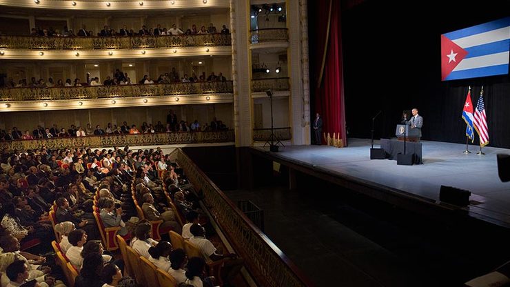 Barack Obama, o 22 de marzo de 2016, no seu histórico discurso no Gran Teatro da Habana 