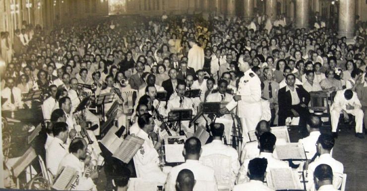 Estrea do Himno Nacional de Galicia no Centro Galego da Habana, o 20 de decembro de 1907 / Arquivo Histórico de M. Fernández.