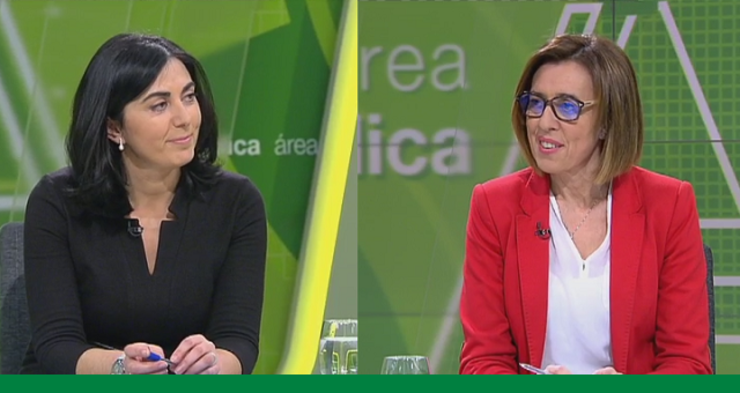 Elena Candia e Raquel Arias nun debate na TVG 