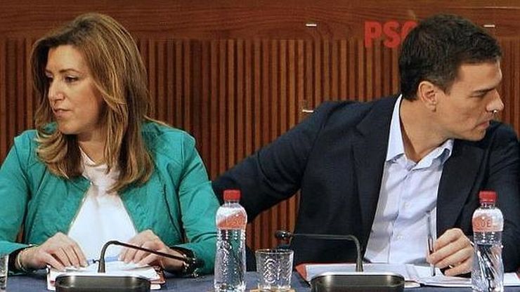 Susana Díaz e Pedro Sánchez nunha xuntanza do PSOE 