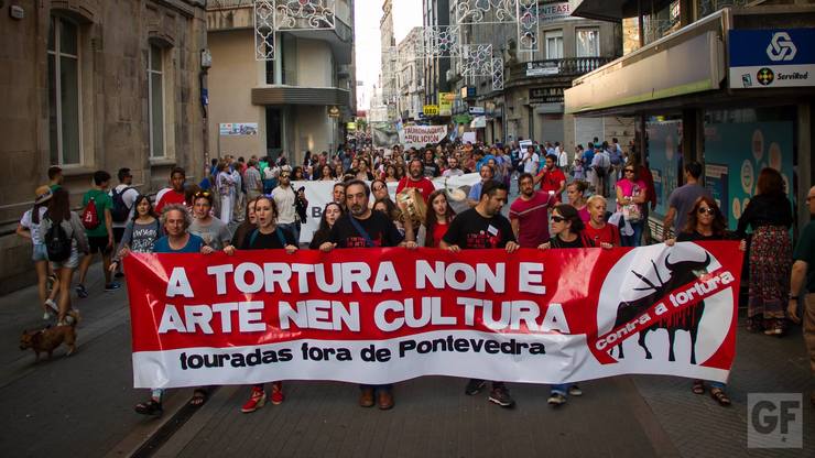 Unha das anifestacións de Touradas fóra de Pontevedra
