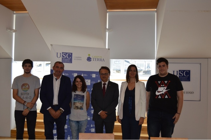 Fariñas, Campos, Bueno, Méndez, Santos e Gómez, na presentación da campaña 'Para estudar Lugo' 
