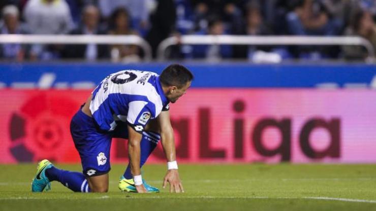 Florin Andone, no Dépor en Liga, contra o Leganés. 