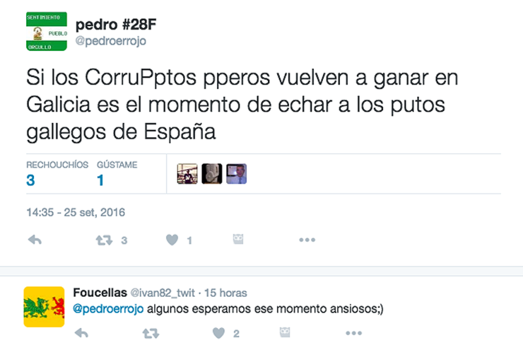 Un dos chíos nos que se insulta aos galegos tras as eleccións do 25S.