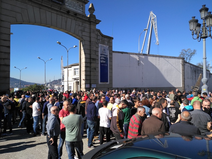 Traballadores auxiliares de Navantia en Ferrol.