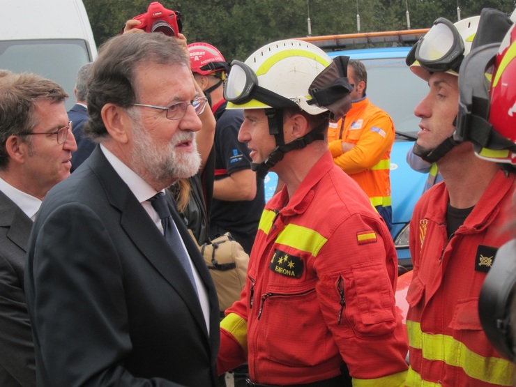 O presidente do Goberno, Mariano Rajoy, en Pazos de Borbén 