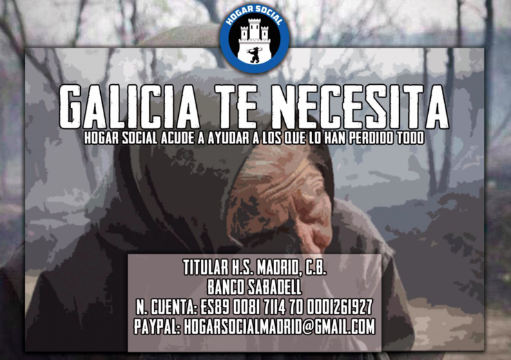 Mensaxe do grupo neonazi Hogar Social tralos incendios, coa estereotipada imaxe dunha Galicia vella, pobre, triste...