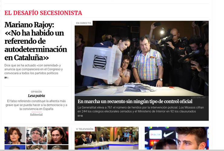 La Voz insiste na versión de Rajoy sobre o proceso catalán