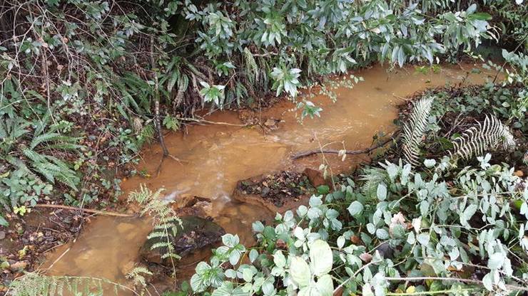 Posible contaminación do Rego Pucheiras, afluente do río Ulla, no treito posterior á mina de Touro 
