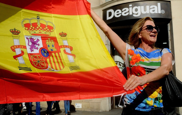 Manifestación unionista en Barcelona trala declaración de independencia de Cataluña proclamada no Parlament o 27 de outubro de 2017 