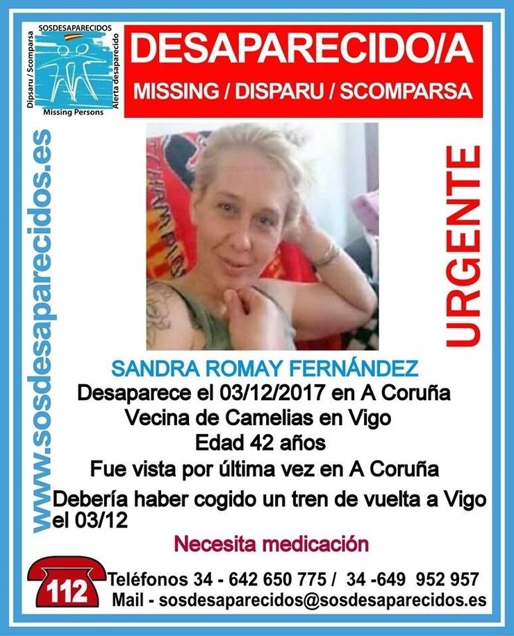 Sandra Romay, desaparecida na Coruña o 3 de decembro 