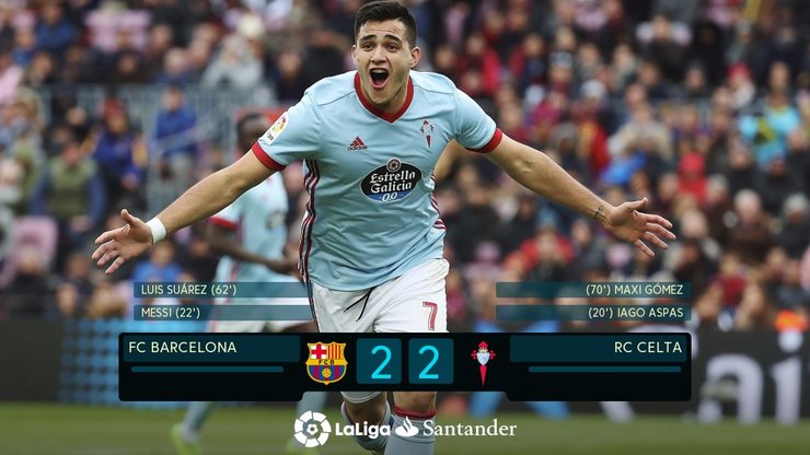 Empare do R.C. Celta de Vigo no Camp Nou ante o Barça / La Liga.