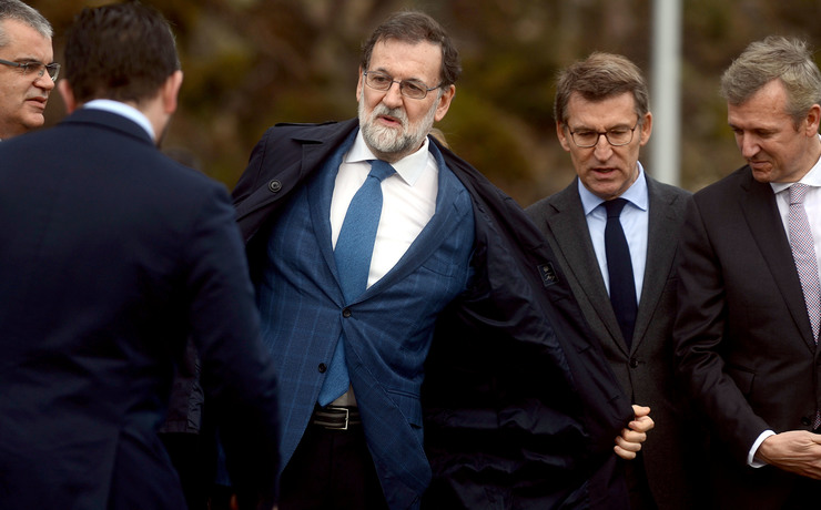 Rajoy, Feijóo e Alfonso Rueda na inauguración da ampliación de Rande. 