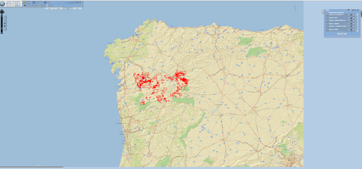 Dereitos mineiros solicitados /ou outorgados na provincia de Ourense / Datos do Censo Catastral mineiro de Galicia