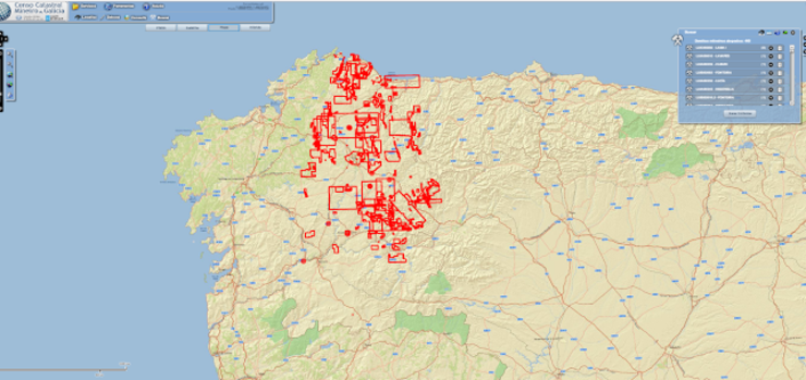 Dereitos mineiros solicitados /ou outorgados na provincia de  Lugo / Datos do Censo Catastral mineiro de Galicia