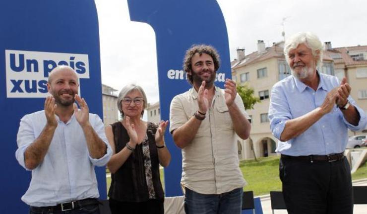 Luís Villares, Davide Rodríguez e Xosé Manuel Beiras nun mitin / En Marea